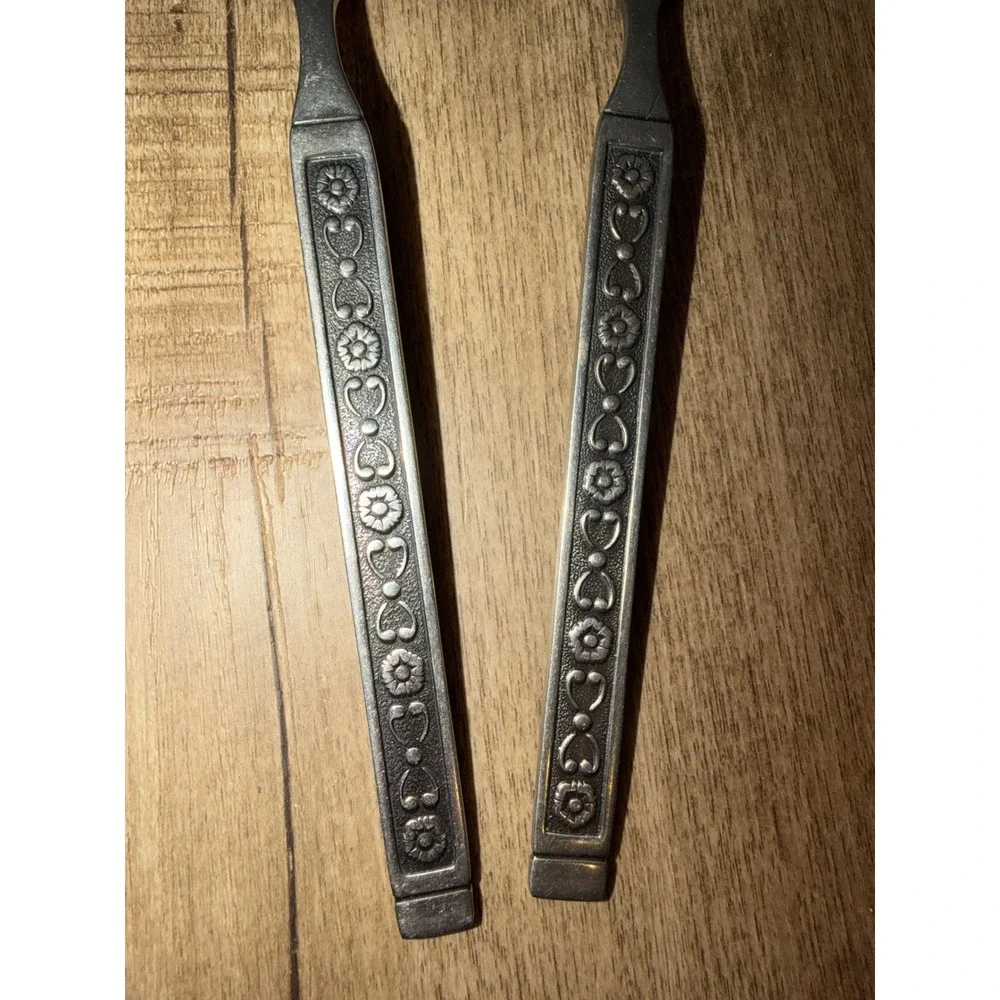 Gorham Flowerette Stainless Salad Serving Set Fork and Slotted Spoon Vintage